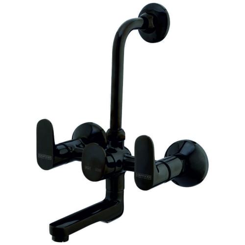 Wall Mixer with Provision for Overhead Shower with L-Bend Pipe Black